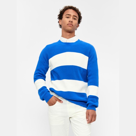 Aigle Chunky Knit Sweatshirts Men White/Blue ZA-46091